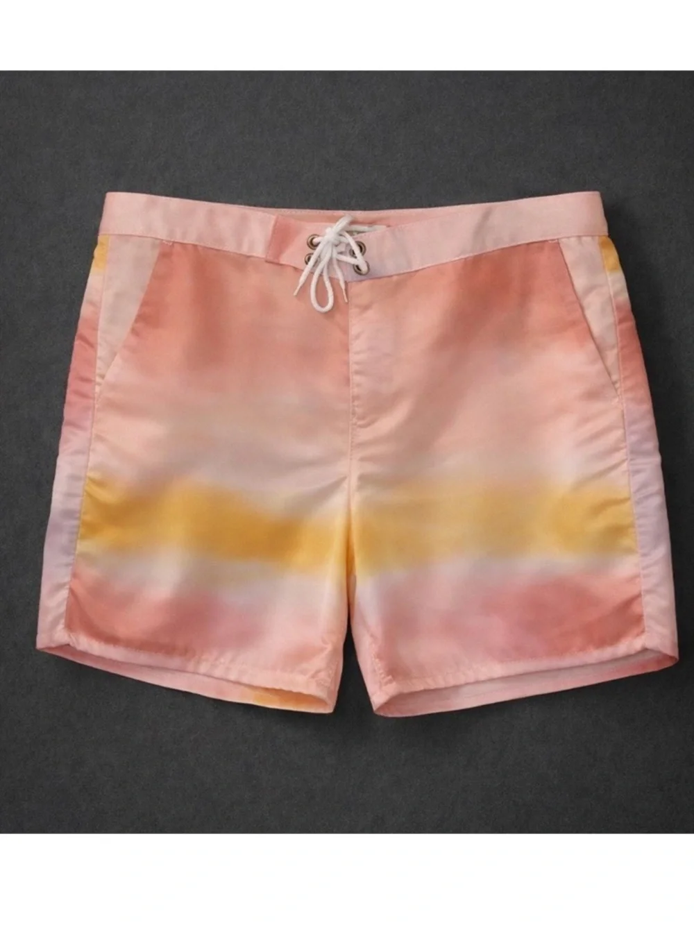 True Religion Tie Dye Board Shorts Men’s Size 36 Pink Yellow Swim Trunks